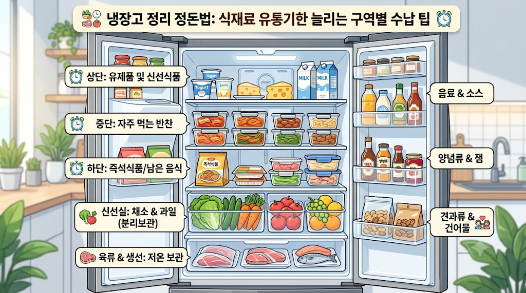 식비 20% 아끼는 냉장고 구역별 수납 및 식재료 정리 노하우 1 냉장고 구역별로 식재료 수납하기