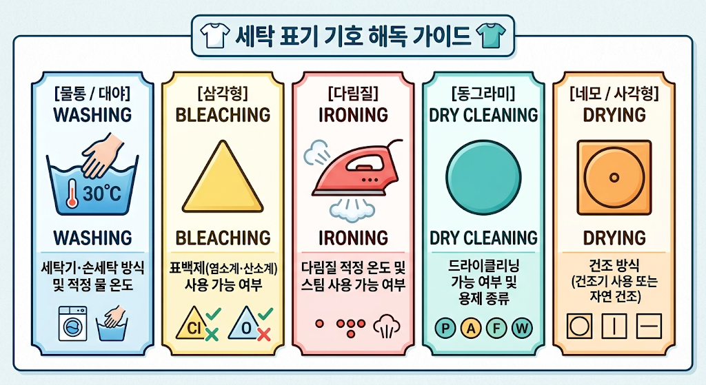 옷감 소재별 세탁 표기 기호 해독과 맞춤 세탁 1 세탁 라벨 기호 이미지